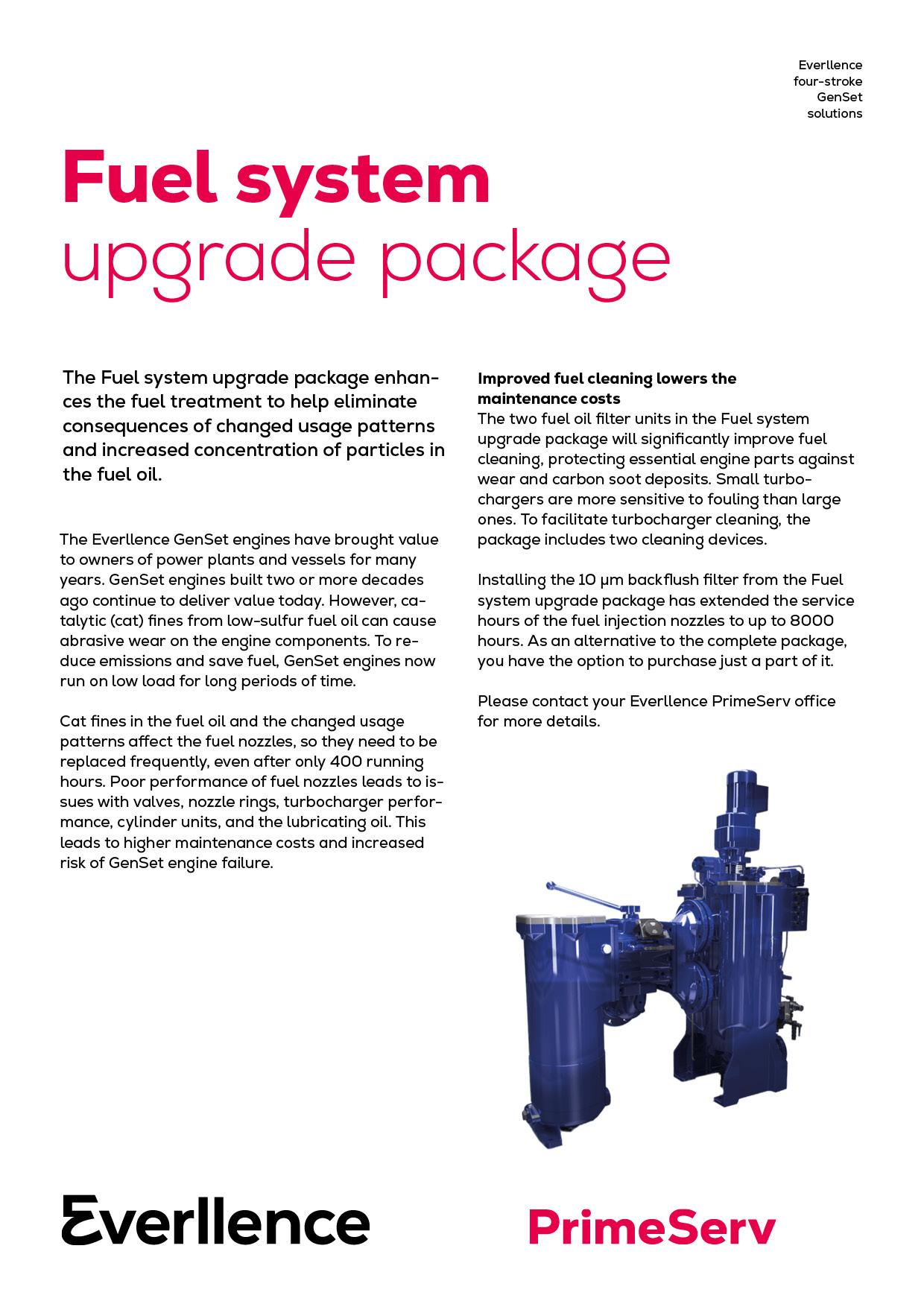 Fuel system upgrade package